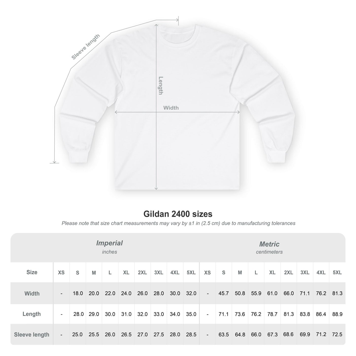 Gildan 2400 Unisex Ultra Cotton Long Sleeve Tee