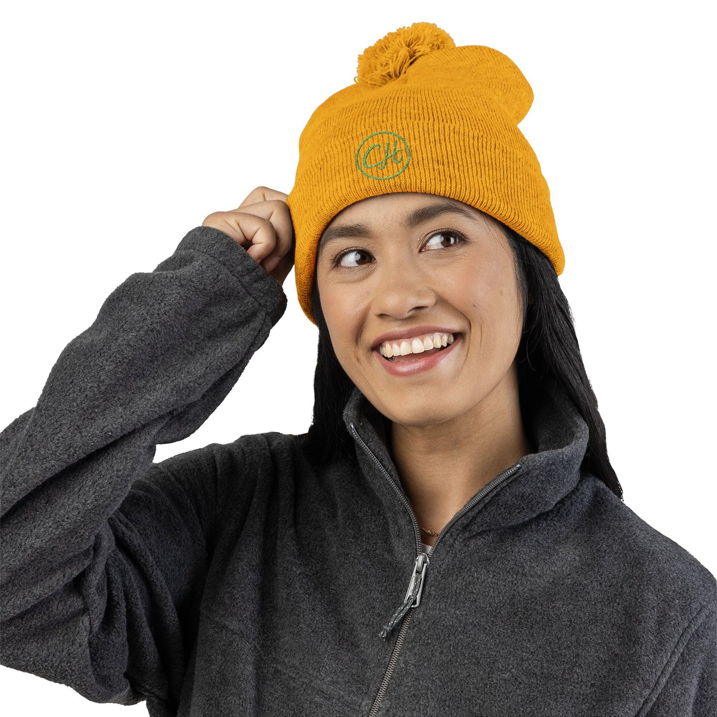 Pom-Pom Knit Cap (Embroidery)
