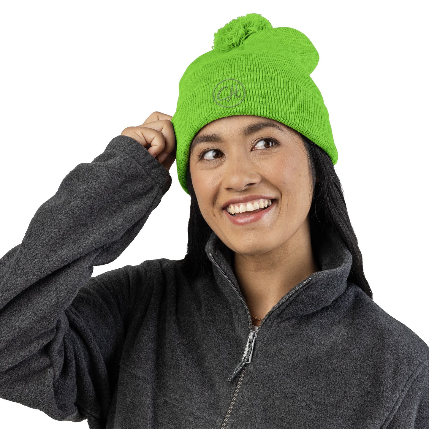 Pom-Pom Knit Cap (Embroidery)