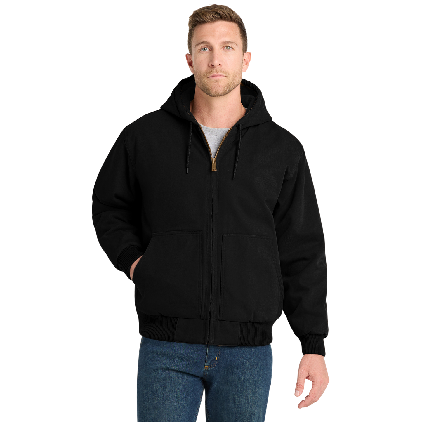 CornerStone® Men's Duck Cloth Hooded Work Jacket (Embroidery)
