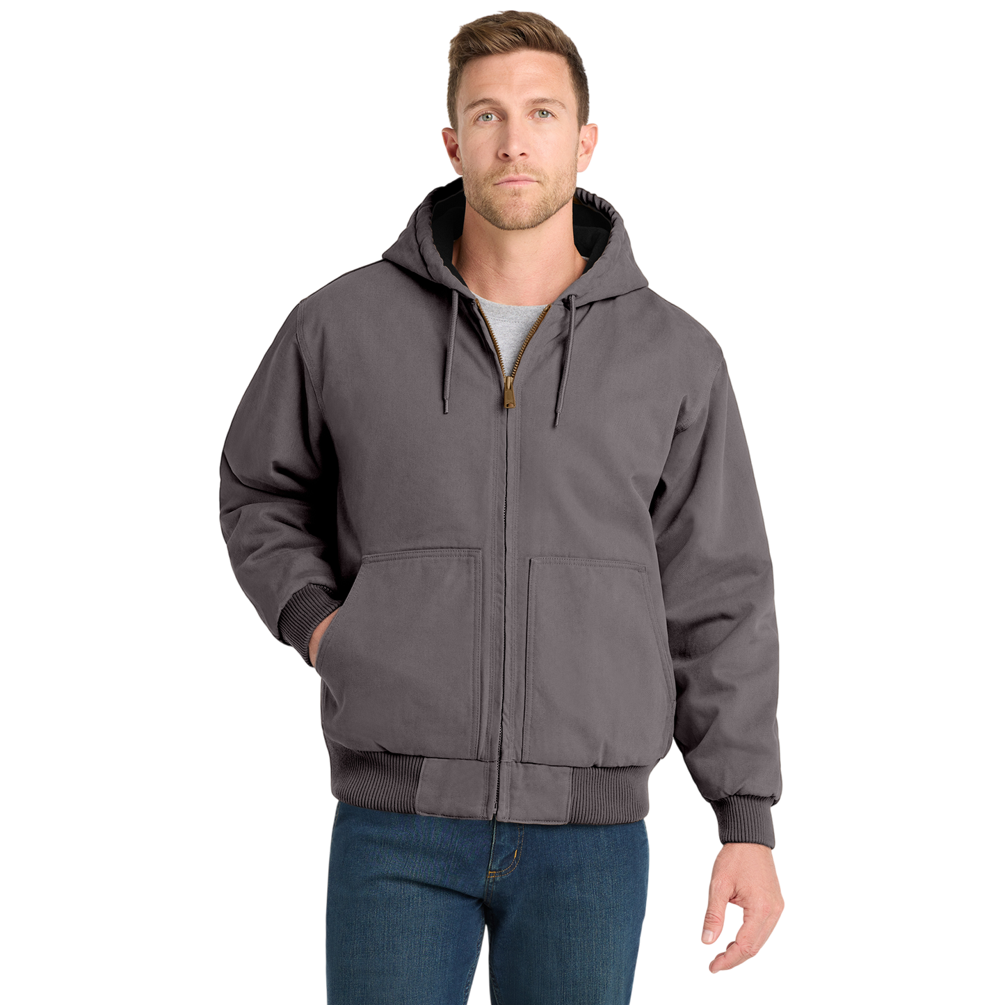 CornerStone® Men's Duck Cloth Hooded Work Jacket (Embroidery)