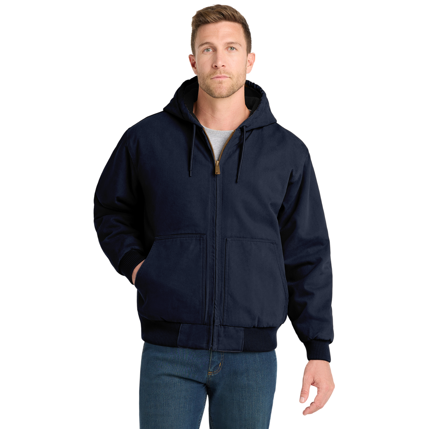 CornerStone® Men's Duck Cloth Hooded Work Jacket (Embroidery)