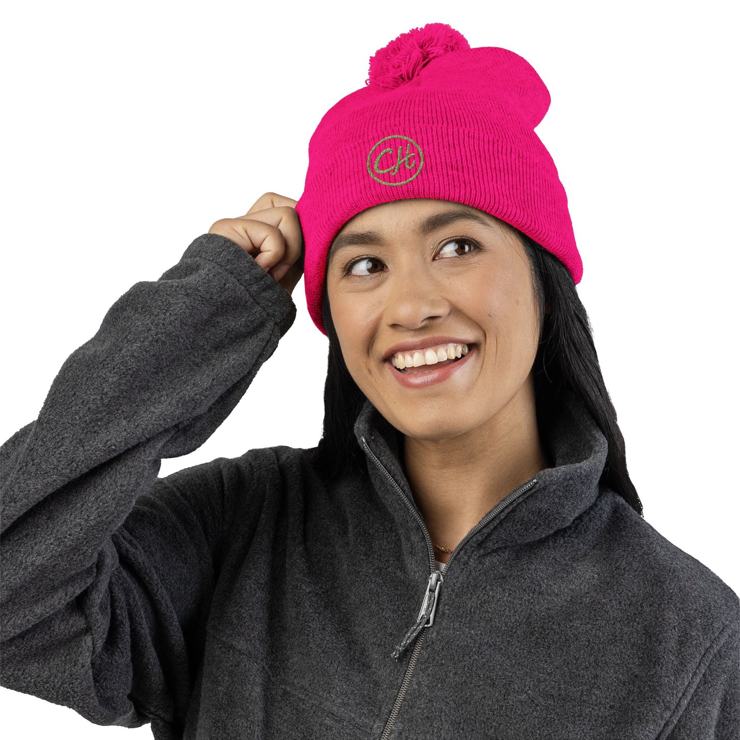Pom-Pom Knit Cap (Embroidery)