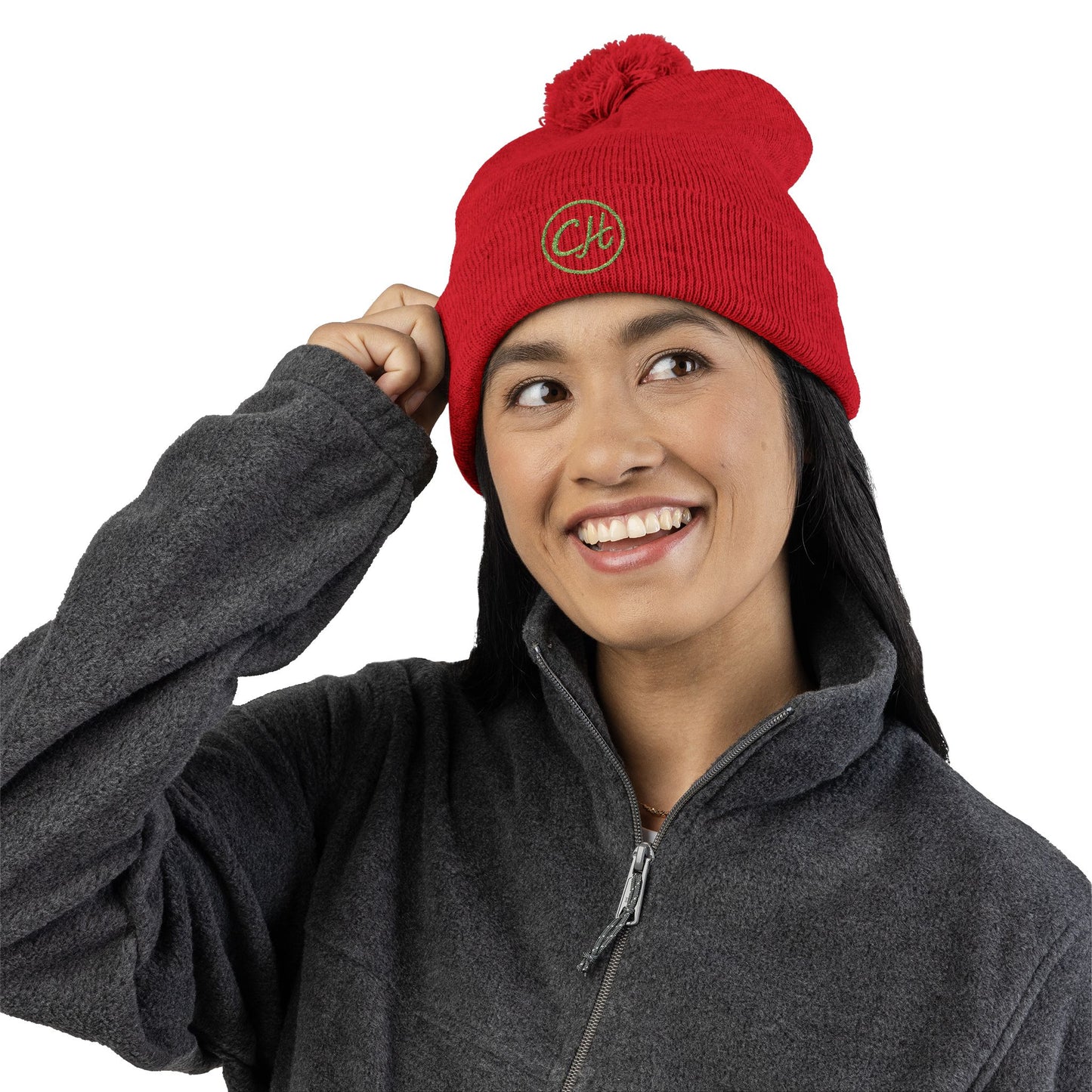 Pom-Pom Knit Cap (Embroidery)