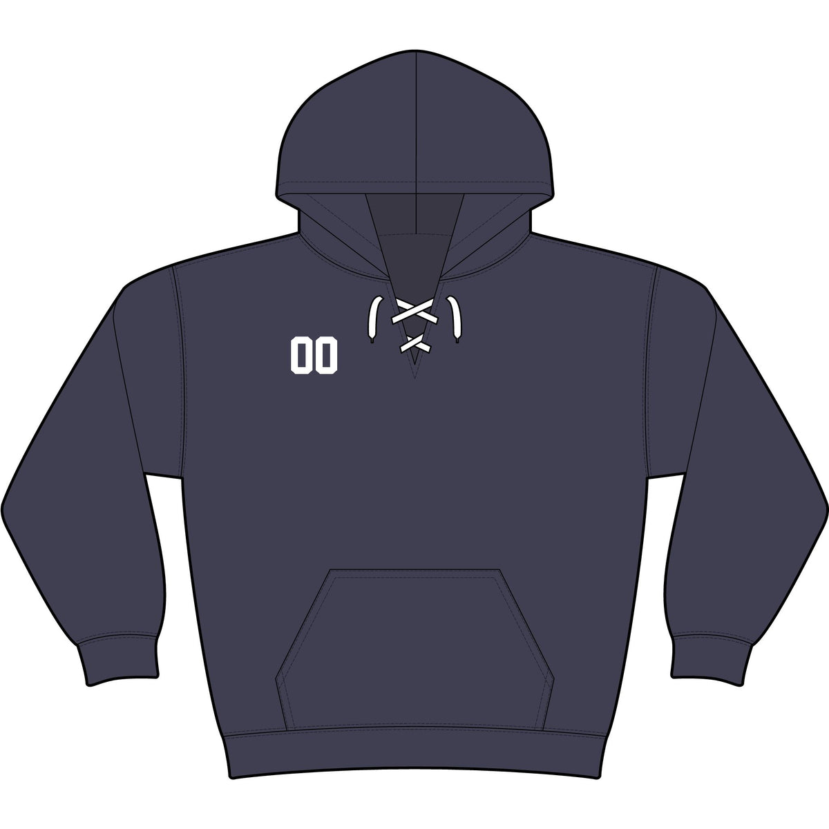 Bethpage Hockey Lace Up Hoodie - Script