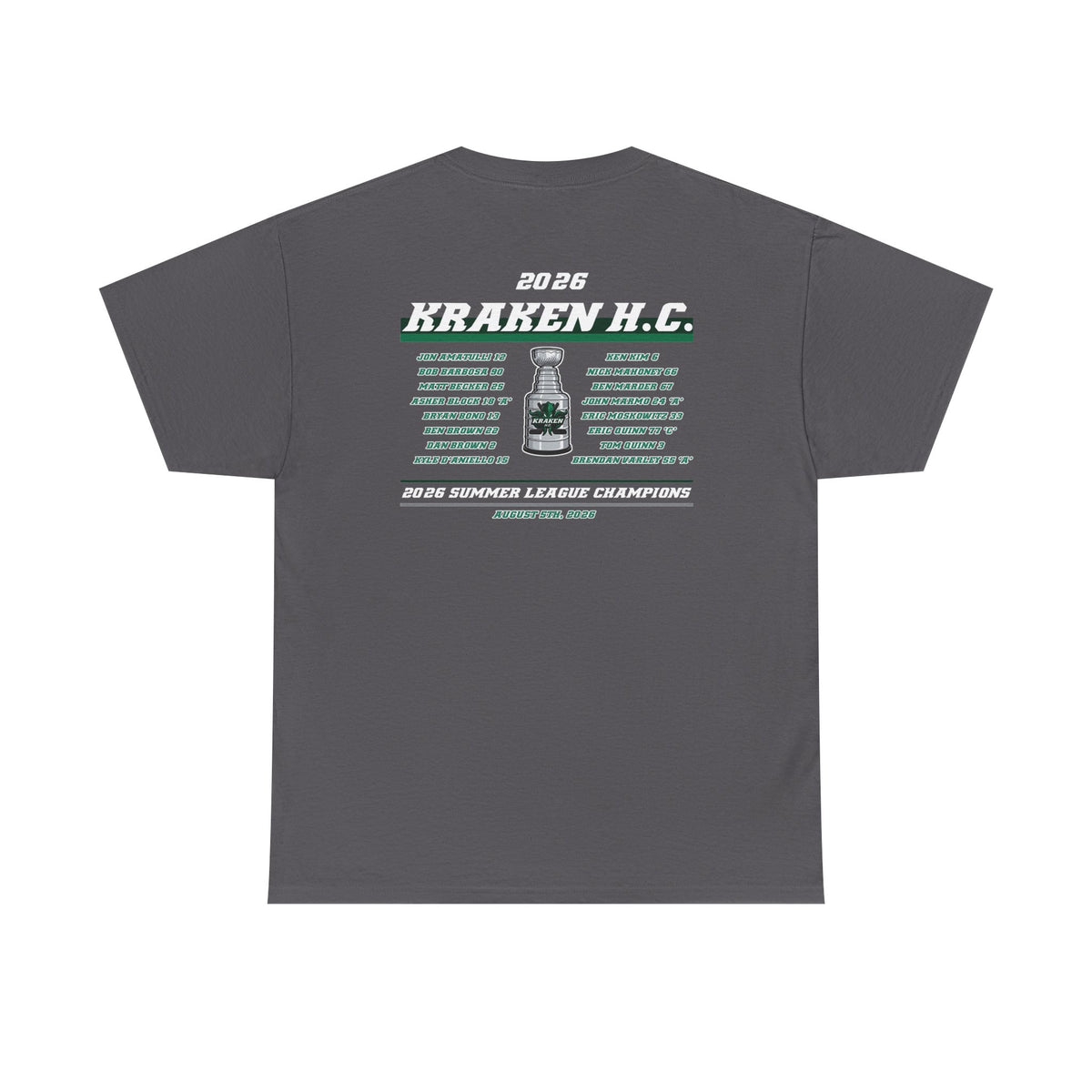 Kraken H.C. Champions Tee — 2026 Summer League Hockey Team Shirt