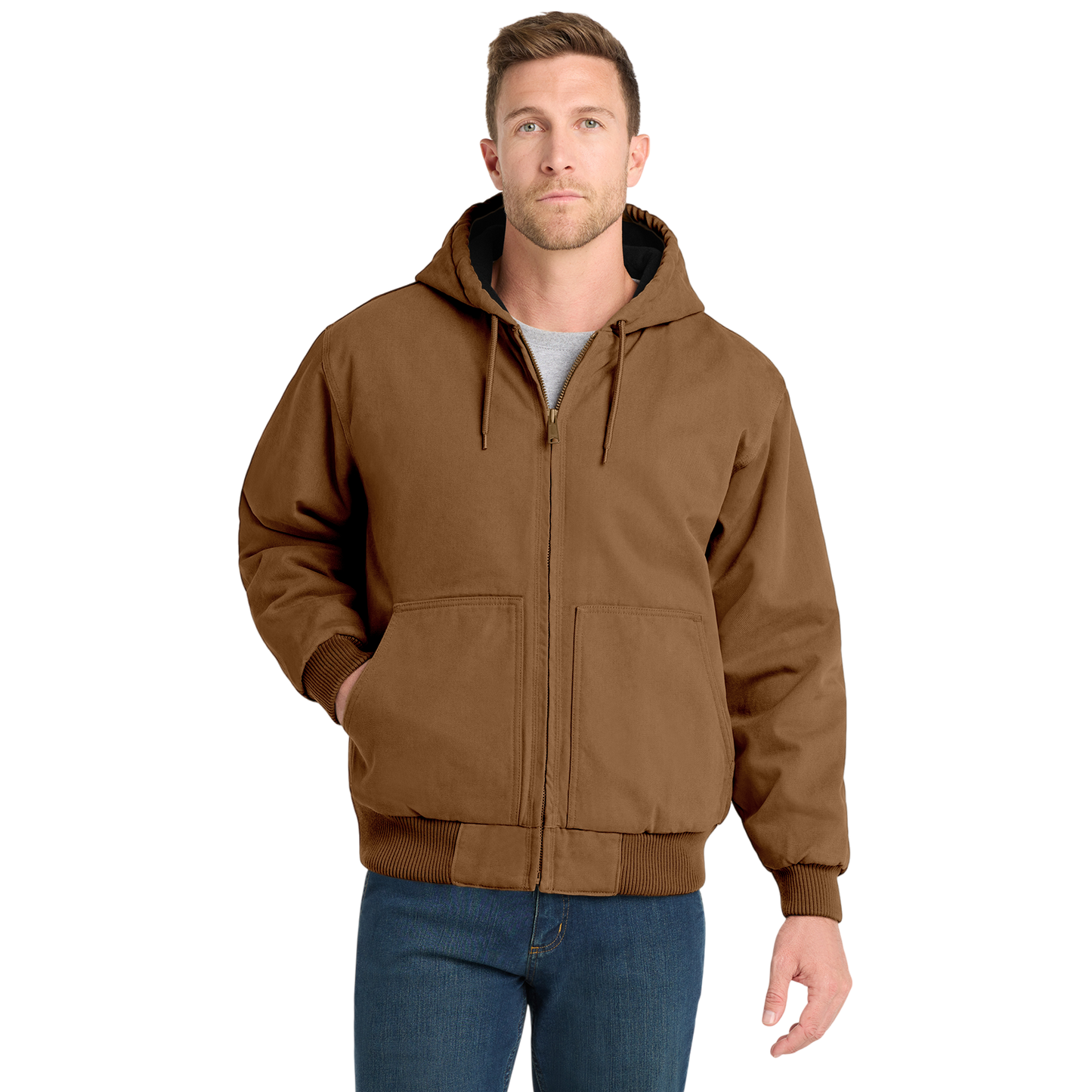 CornerStone® Men's Duck Cloth Hooded Work Jacket (Embroidery)