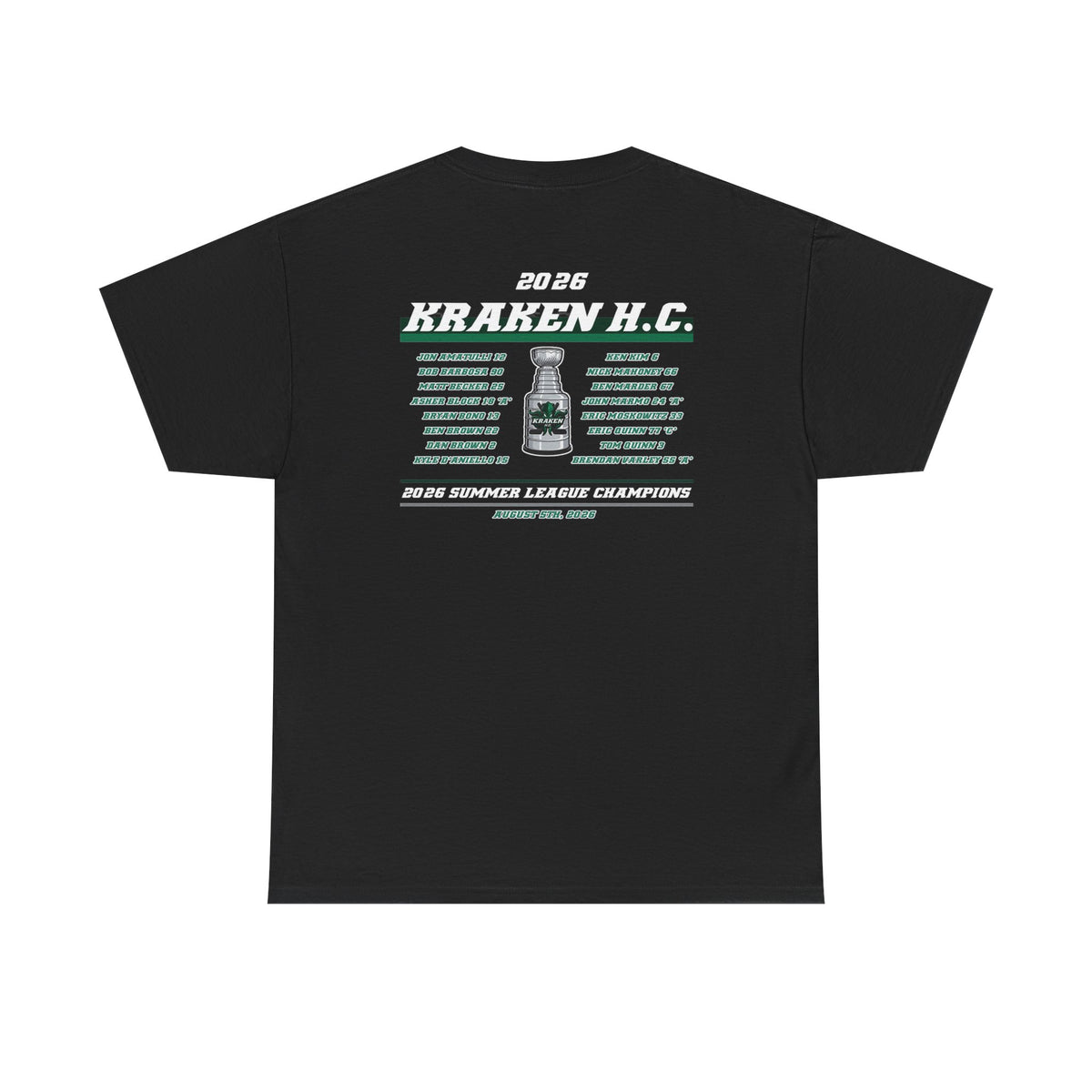 Kraken H.C. Champions Tee — 2026 Summer League Hockey Team Shirt